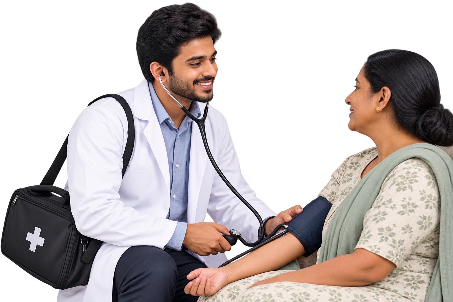 DHA-licensed doctor consulting a patient at home